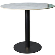 Vail Collection Dining Table Black Base With 27"/36" Round Black MDF Wood/Sintered Stone Top 36 Inches Grey Stone Dining Table Leisuremod