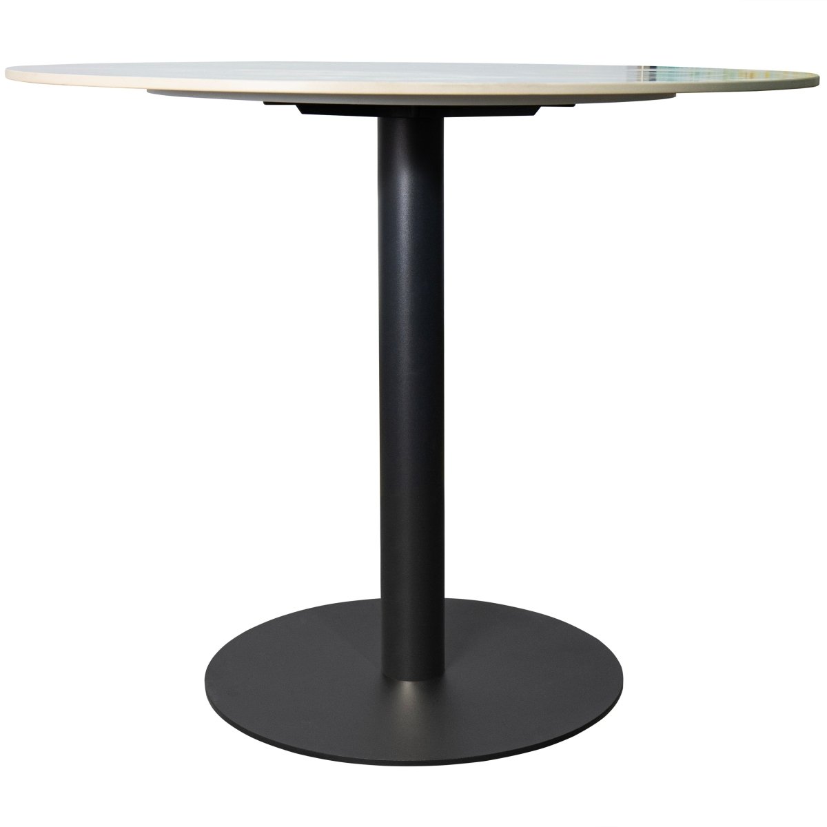 Vail Collection Dining Table Black Base With 27"/36" Round Black MDF Wood/Sintered Stone Top 27 Inches Grey Stone Dining Table Leisuremod