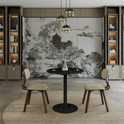 Vail Collection Dining Table Black Base With 27"/36" Round Black MDF Wood/Sintered Stone Top 27 Inches White Stone Dining Table Leisuremod