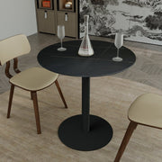 Vail Collection Dining Table Black Base With 27"/36" Round Black MDF Wood/Sintered Stone Top 27 Inches White Stone Dining Table Leisuremod