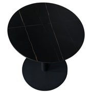 Vail Collection Dining Table Black Base With 27"/36" Round Black MDF Wood/Sintered Stone Top Black Stone Dining Table Leisuremod