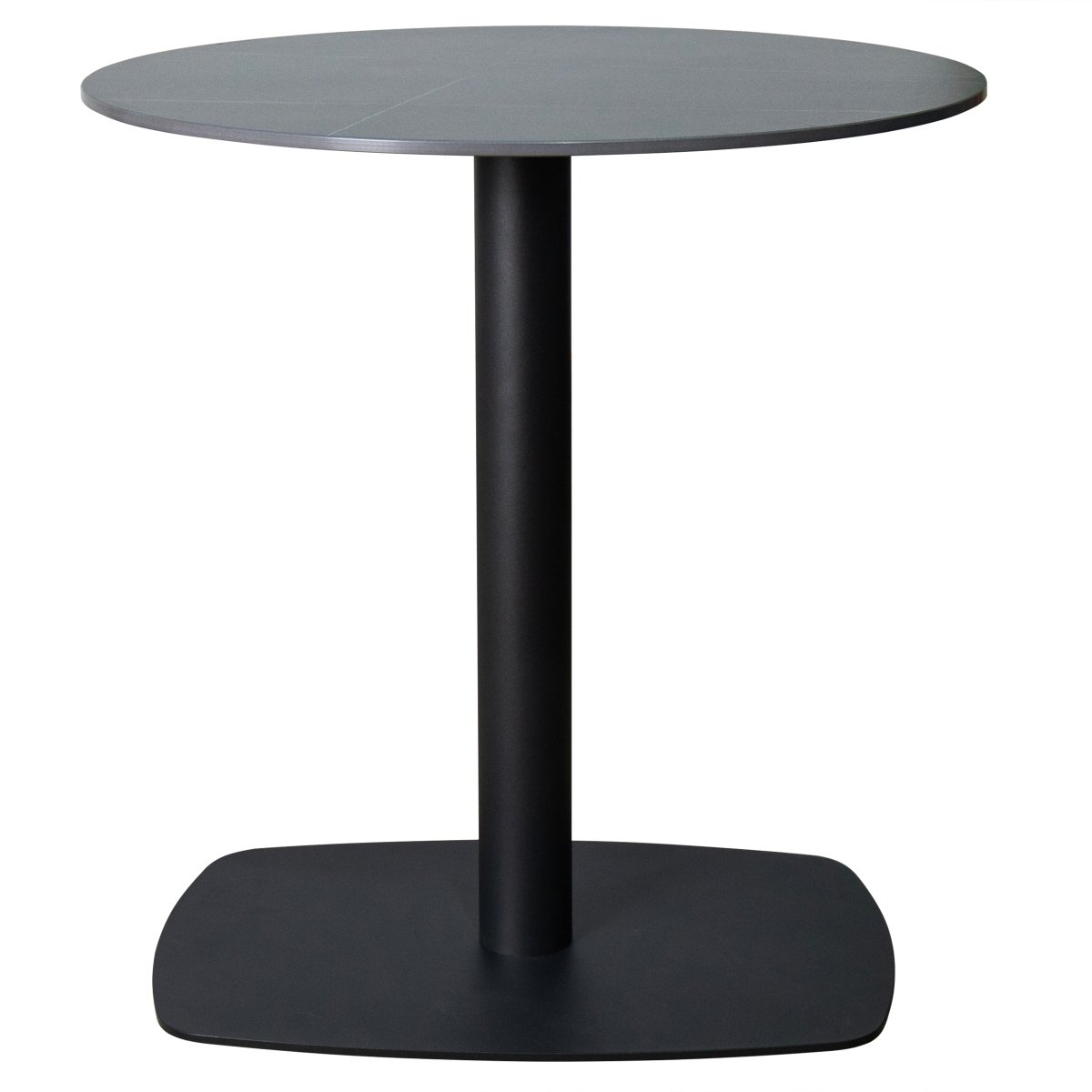 Vail Collection Dining Table Black Rectangle Base With 27"/36" Round Dark Brown MDF Wood/Sintered Stone Top 27 Inches Black Stone Dining Table Leisuremod