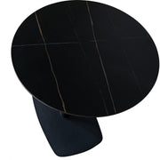 Vail Collection Dining Table Black Rectangle Base With 27"/36" Round Dark Brown MDF Wood/Sintered Stone Top 27 Inches Black Stone Dining Table Leisuremod