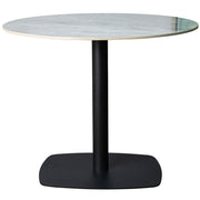 Vail Collection Dining Table Black Rectangle Base With 27"/36" Round Dark Brown MDF Wood/Sintered Stone Top 27 Inches Grey Stone Dining Table Leisuremod