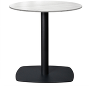 Vail Collection Dining Table Black Rectangle Base With 27"/36" Round Dark Brown MDF Wood/Sintered Stone Top 27 Inches White Stone Dining Table Leisuremod