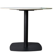 Vail Collection Dining Table Black Rectangle Base With 27"/36" Round Dark Brown MDF Wood/Sintered Stone Top 27 Inches Grey Stone Dining Table Leisuremod