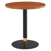 Vail Collection Dining Table Black Base With 27"/36" Round Black MDF Wood/Sintered Stone Top 36 Inches Light Wood Brown Wood Dining Table Leisuremod