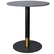 Vail Collection Dining Table Black/Gold Round Base With 27"/36" Round Sintered Stone and MDF Wood Top Stone 36 Inches Black Dining Table Leisuremod