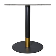 Vail Collection Dining Table Black/Gold Round Base With 27"/36" Round Sintered Stone and MDF Wood Top Stone 36 Inches White Dining Table Leisuremod