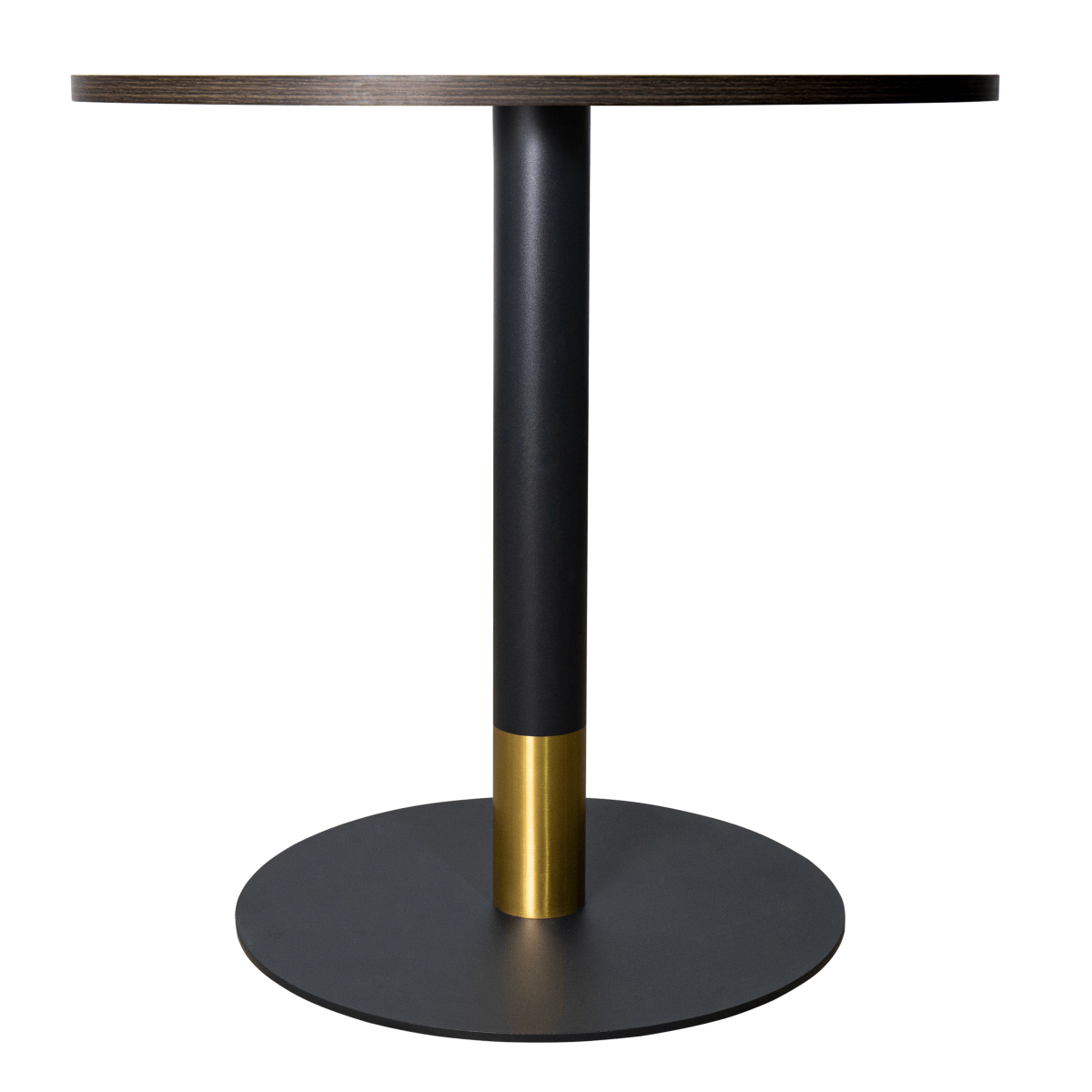 Vail Collection Dining Table Black/Gold Round Base With 27"/36" Round Sintered Stone and MDF Wood Top Wood 36 Inches Dark Brown Dining Table Leisuremod