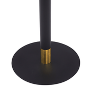 Vail Collection Dining Table Black/Gold Round Base With 27"/36" Round Sintered Stone and MDF Wood Top Wood 27 Inches Dark Brown Dining Table Leisuremod