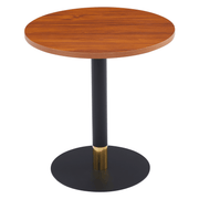 Vail Collection Dining Table Black/Gold Round Base With 27"/36" Round Sintered Stone and MDF Wood Top Wood 27 Inches Cognac Brown Dining Table Leisuremod