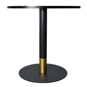 Vail Collection Dining Table Black/Gold Round Base With 27"/36" Round Sintered Stone and MDF Wood Top Wood 36 Inches Black Dining Table Leisuremod