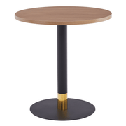 Vail Collection Dining Table Black/Gold Round Base With 27"/36" Round Sintered Stone and MDF Wood Top Wood 27 Inches Dark Brown Dining Table Leisuremod