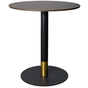 Vail Collection Dining Table Black/Gold Round Base With 27"/36" Round Sintered Stone and MDF Wood Top Wood 36 Inches Dark Brown Dining Table Leisuremod