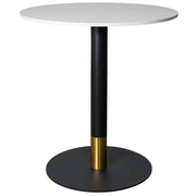 Vail Collection Dining Table Black/Gold Round Base With 27"/36" Round Sintered Stone and MDF Wood Top Wood 27 Inches Light Wood Brown Dining Table Leisuremod