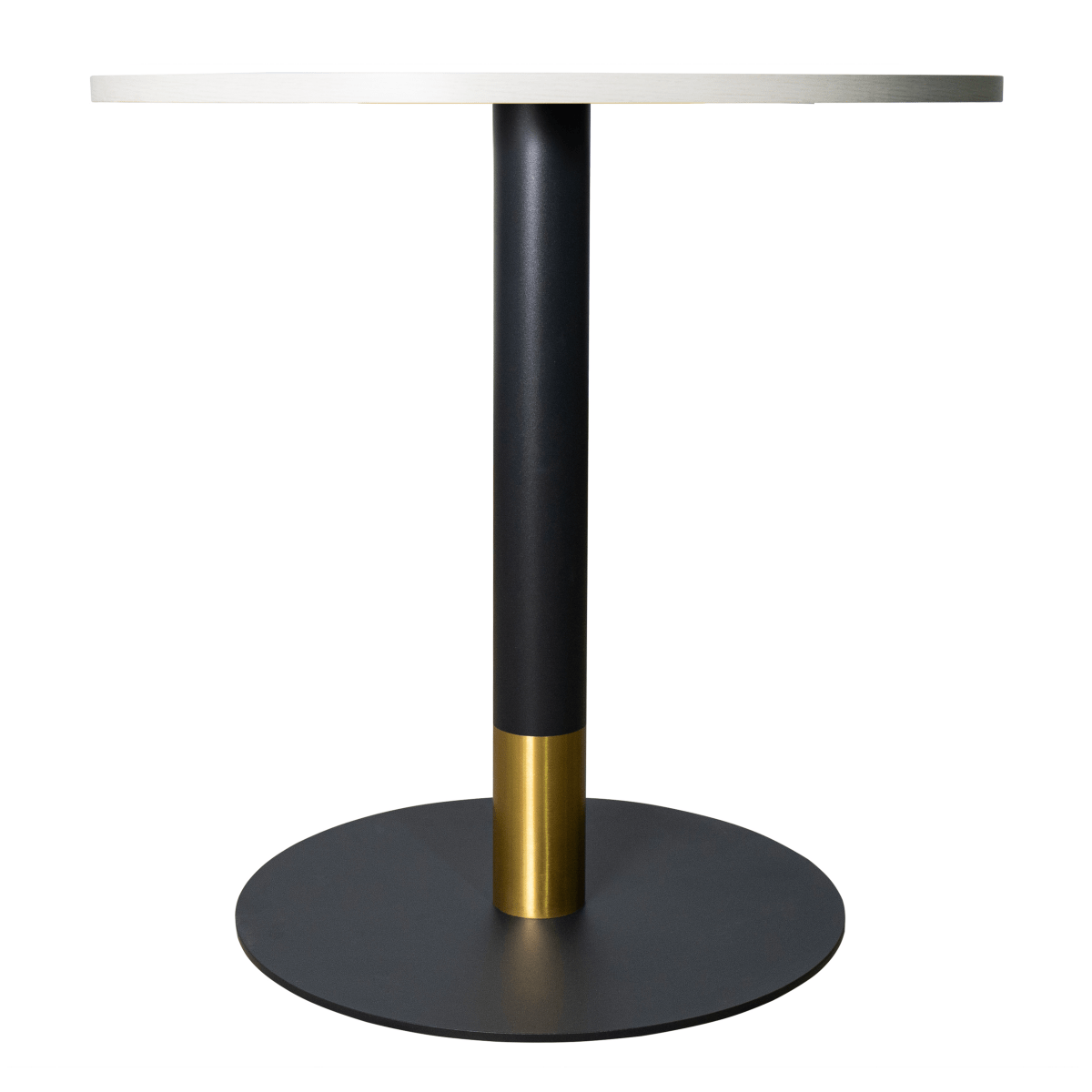 Vail Collection Dining Table Black/Gold Round Base With 27"/36" Round Sintered Stone and MDF Wood Top Wood 36 Inches Light Wood Brown Dining Table Leisuremod