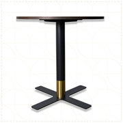 Vail Collection Dining Table Black/Gold X Base With Round MDF Wood/Sintered Stone Top Dark Brown Wood Dining Table Leisuremod