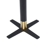 Vail Collection Dining Table Black/Gold X Base With Round MDF Wood/Sintered Stone Top Dark Brown Wood Dining Table Leisuremod