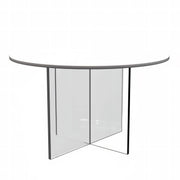 Valore Coffee Table with Round MDF Tabletop and Sturdy Acrylic Cross Base White Coffee Table Leisuremod