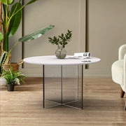 Valore Coffee Table with Round MDF Tabletop and Sturdy Acrylic Cross Base White Coffee Table Leisuremod