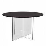 Valore Coffee Table with Round MDF Tabletop and Sturdy Acrylic Cross Base Black Coffee Table Leisuremod