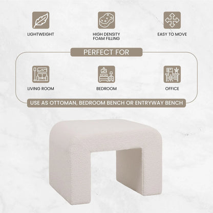 Vint Modern Bench Upholstered in Velvet Boucle With Padded Foam Seat - Elax Furniture