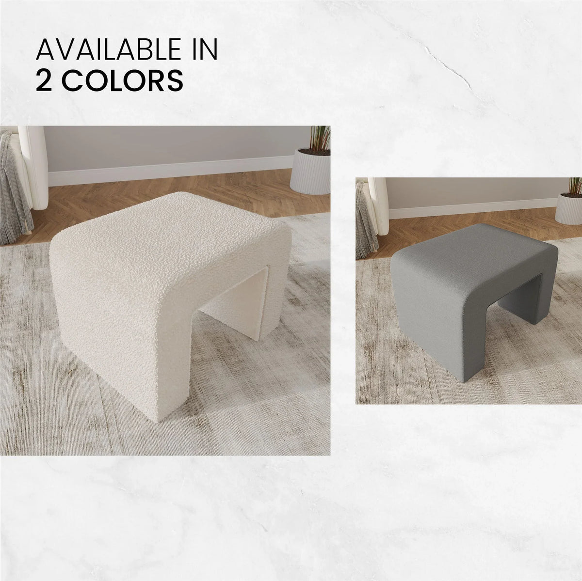 Vint Modern Bench Upholstered in Velvet Boucle With Padded Foam Seat - Elax Furniture