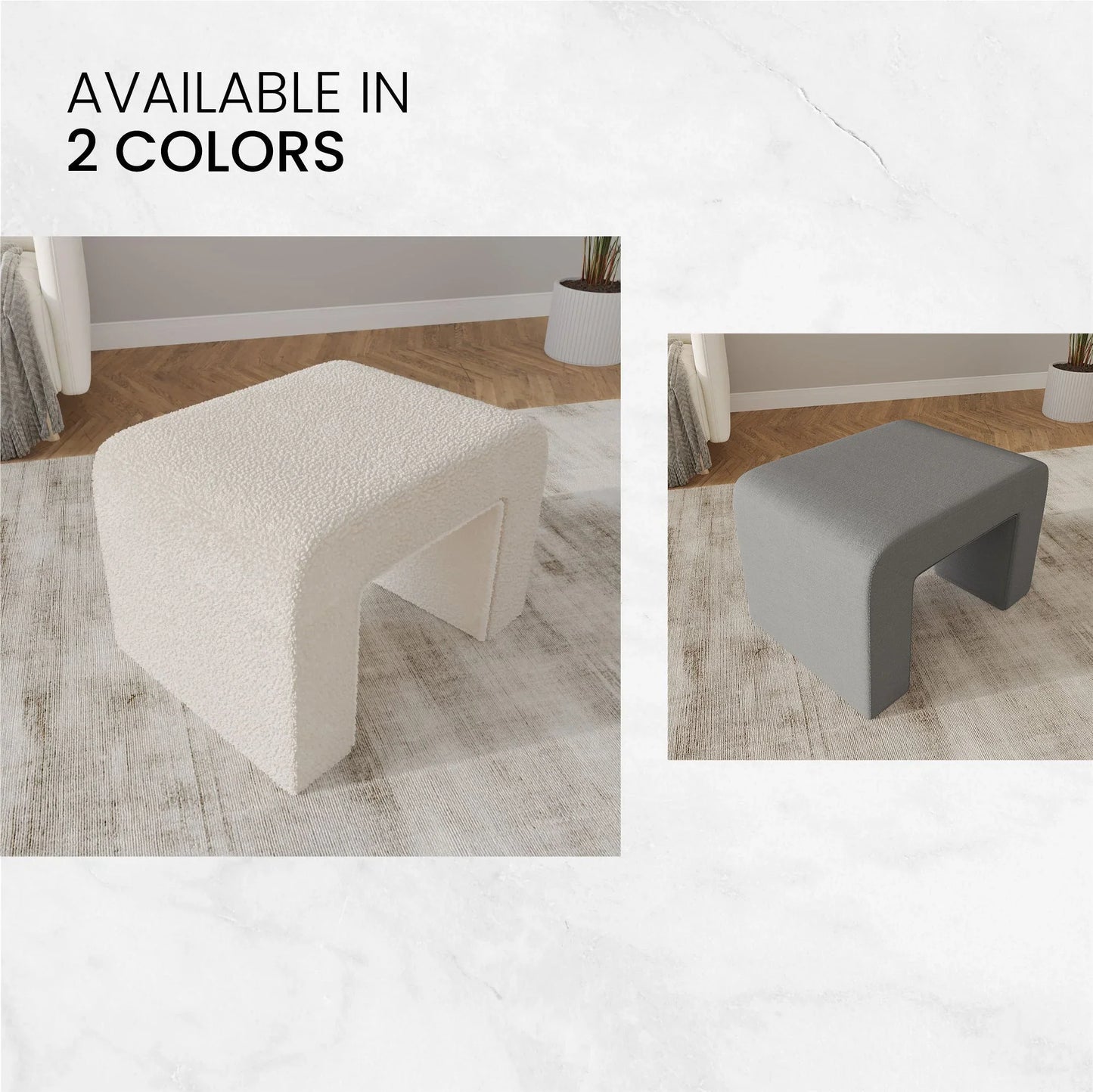 Vint Modern Bench Upholstered in Velvet Boucle With Padded Foam Seat - Elax Furniture