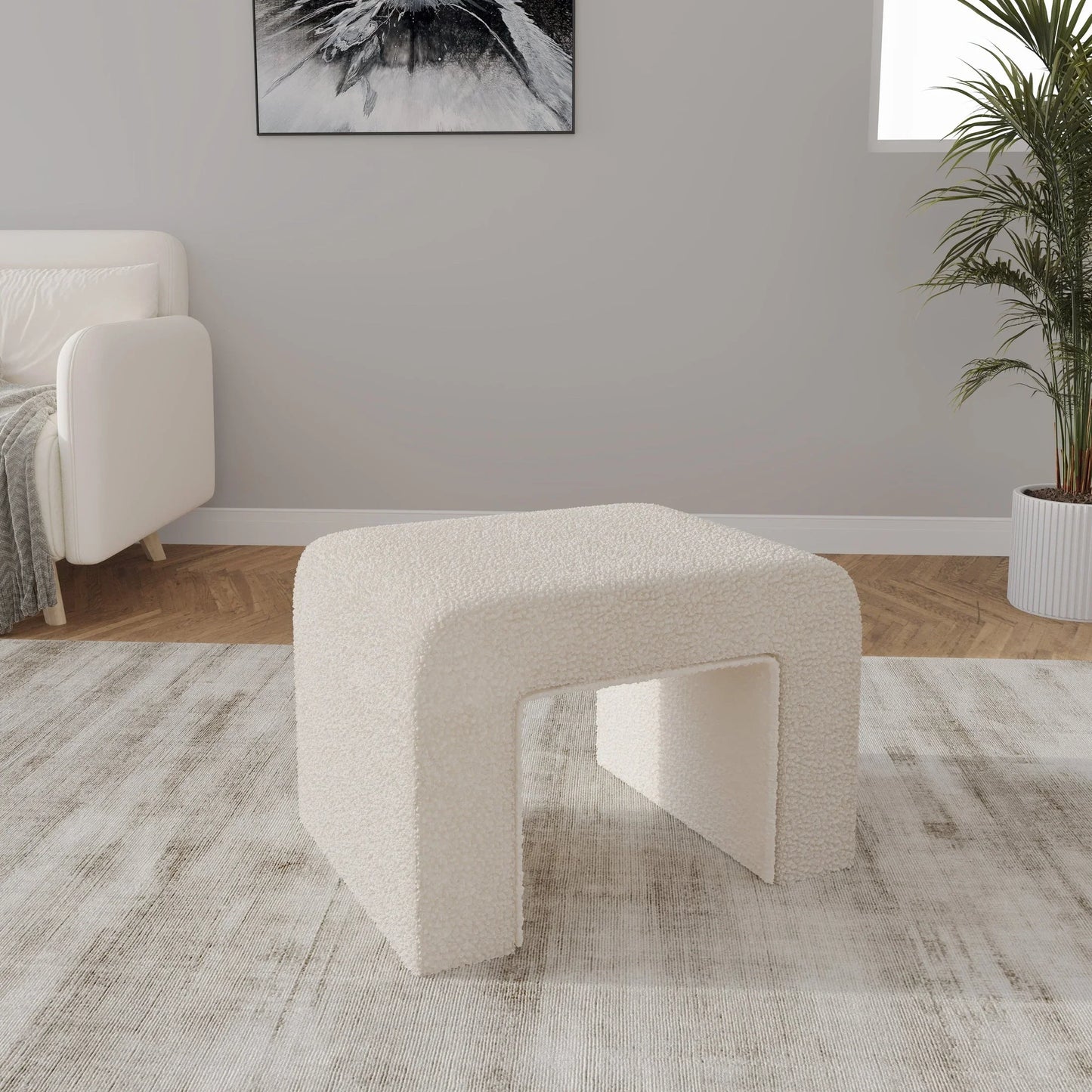 Vint Modern Bench Upholstered in Velvet Boucle With Padded Foam Seat - Elax Furniture