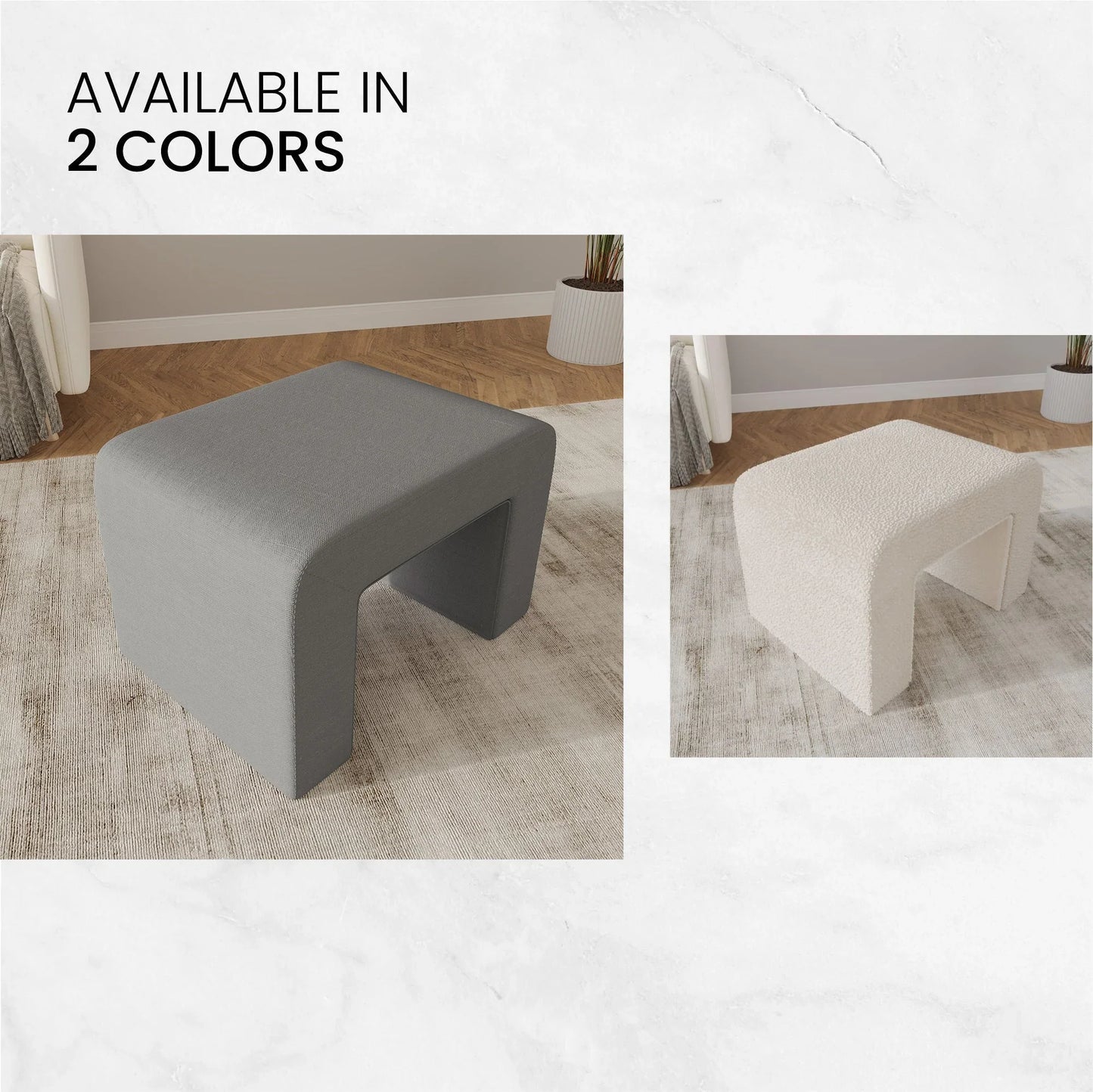 Vint Modern Bench Upholstered in Velvet Boucle With Padded Foam Seat - Elax Furniture