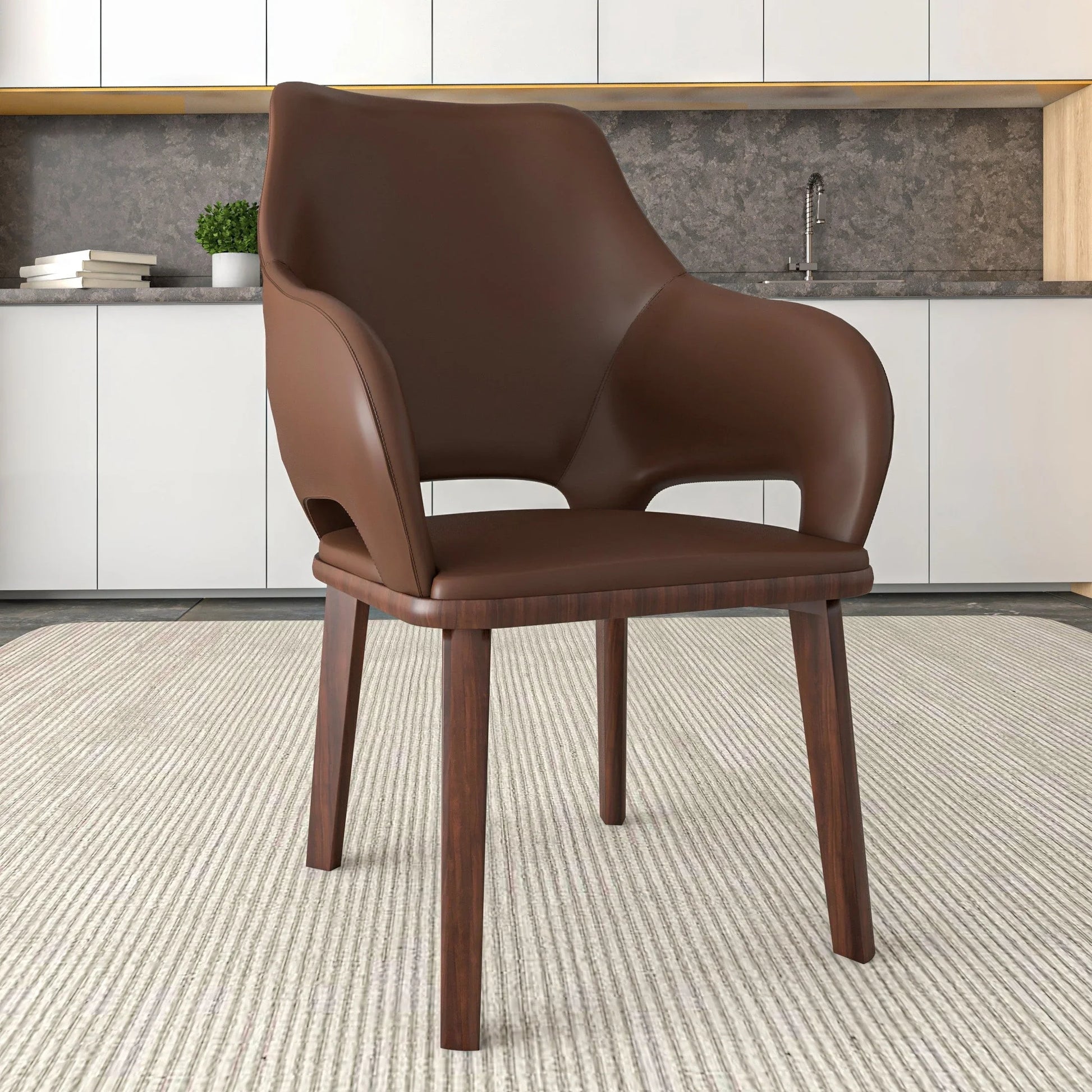 Vivara Dining Chair Upholstered in Leather with Rubberwood Base - Elax Furniture