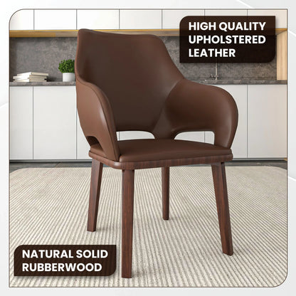Vivara Dining Chair Upholstered in Leather with Rubberwood Base - Elax Furniture