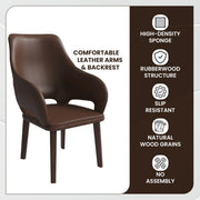 Vivara Dining Chair Upholstered in Leather with Rubberwood Base - Elax Furniture