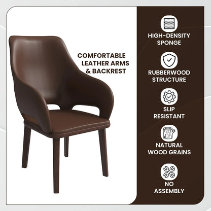 Vivara Dining Chair Upholstered in Leather with Rubberwood Base - Elax Furniture