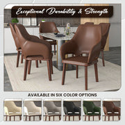 Vivara Dining Chair Upholstered in Leather with Rubberwood Base - Elax Furniture