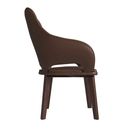 Vivara Dining Chair Upholstered in Leather with Rubberwood Base - Elax Furniture