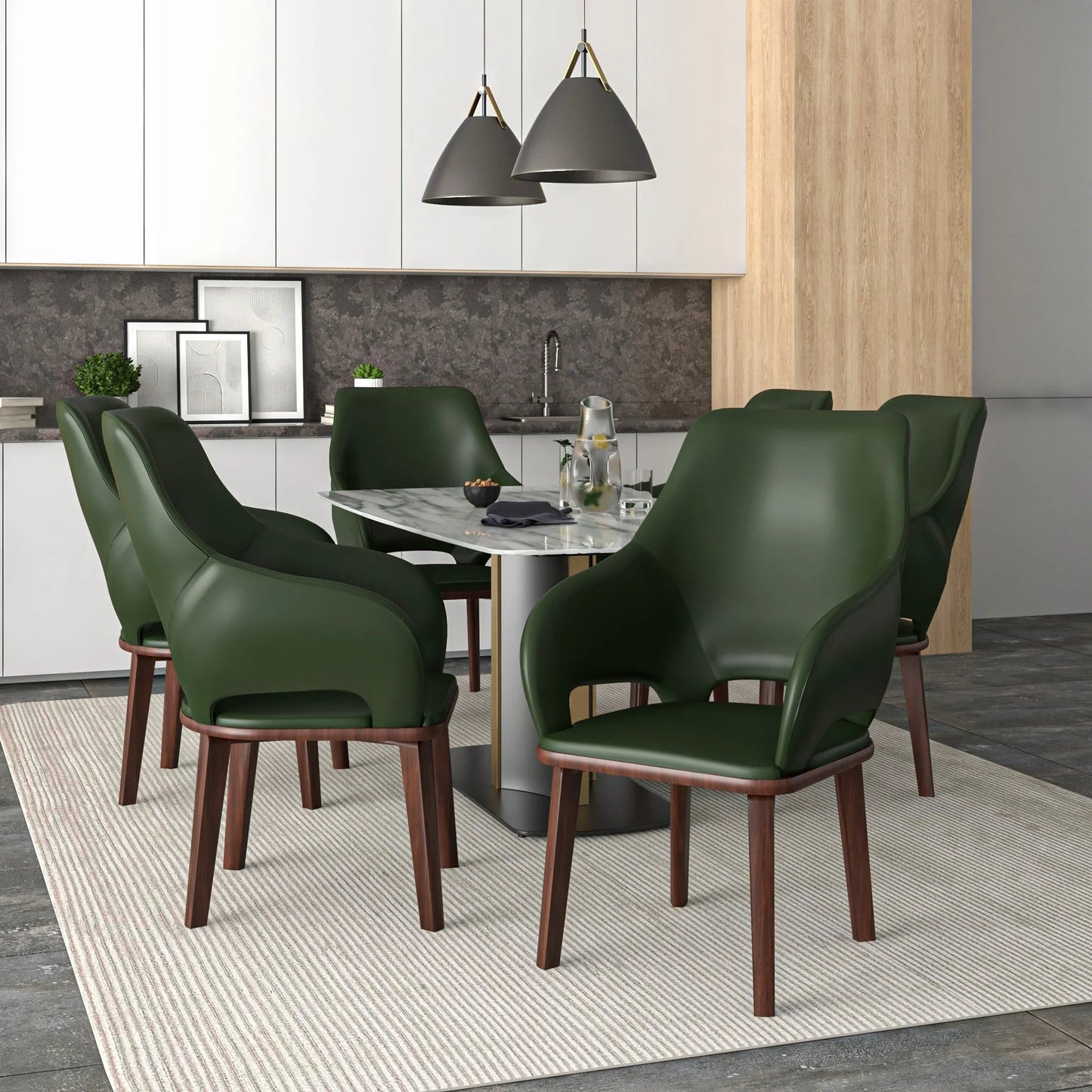 Vivara Dining Chair Upholstered in Leather with Rubberwood Base - Elax Furniture