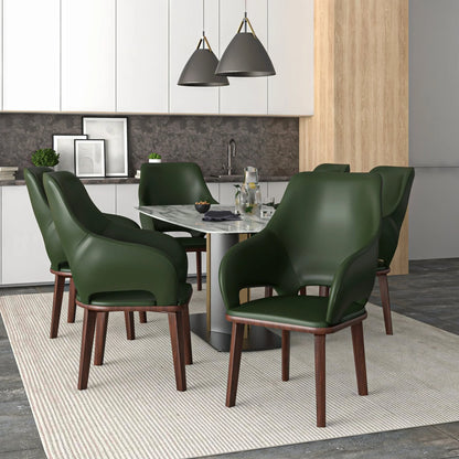 Vivara Dining Chair Upholstered in Leather with Rubberwood Base - Elax Furniture