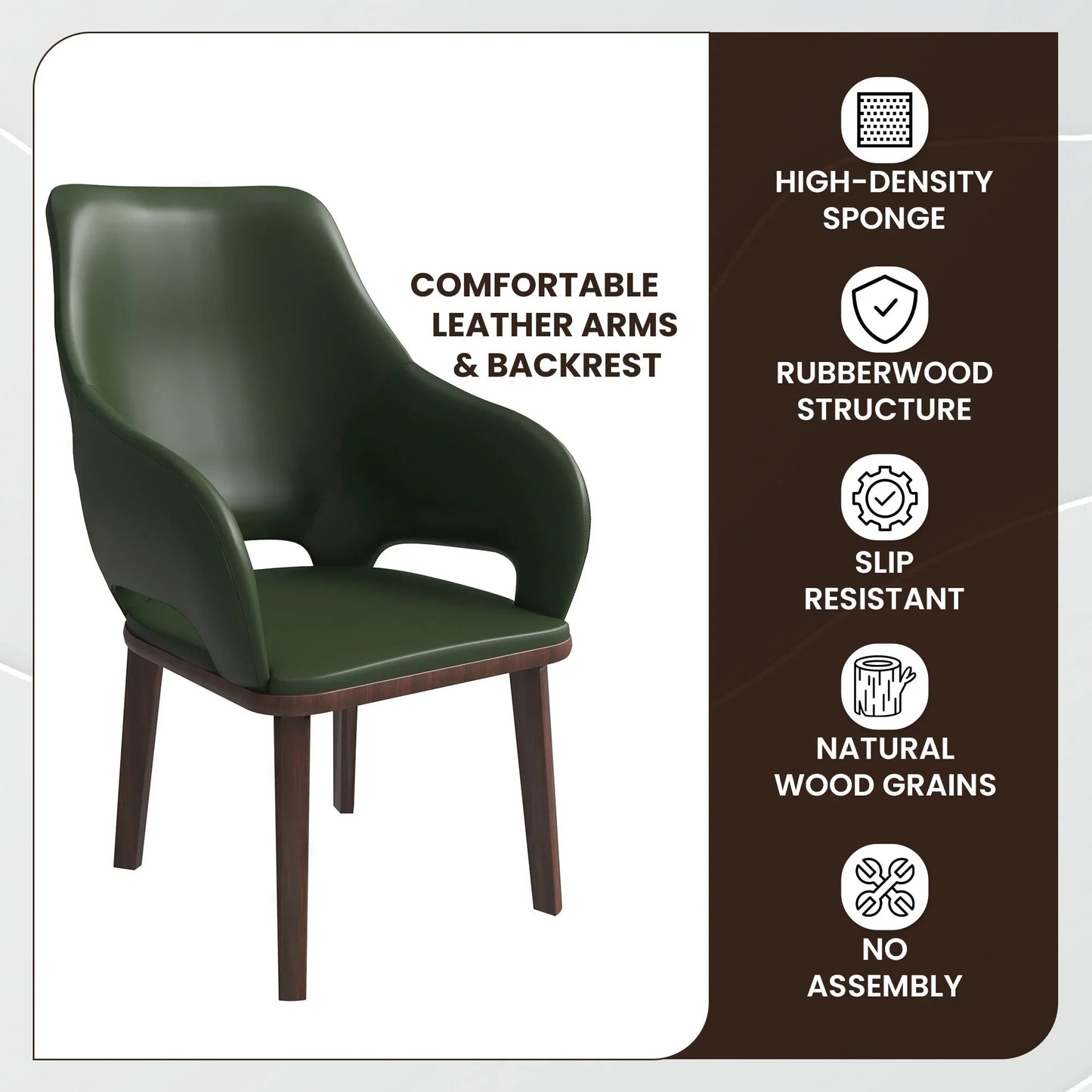 Vivara Dining Chair Upholstered in Leather with Rubberwood Base - Elax Furniture