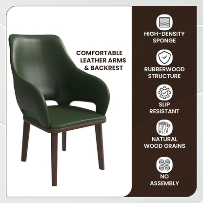 Vivara Dining Chair Upholstered in Leather with Rubberwood Base - Elax Furniture