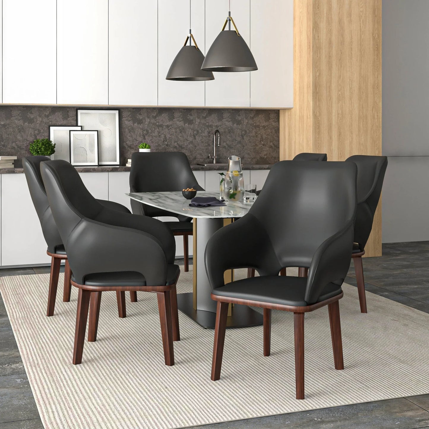 Vivara Dining Chair Upholstered in Leather with Rubberwood Base - Elax Furniture