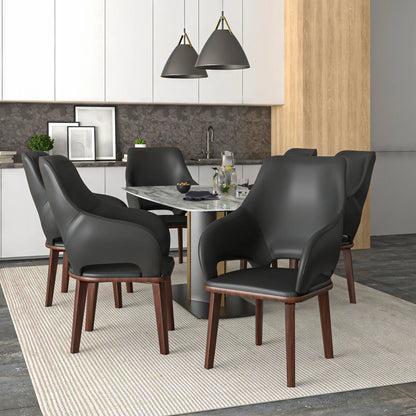 Vivara Dining Chair Upholstered in Leather with Rubberwood Base - Elax Furniture