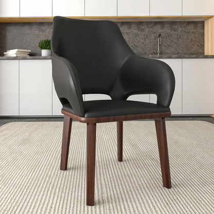 Vivara Dining Chair Upholstered in Leather with Rubberwood Base - Elax Furniture