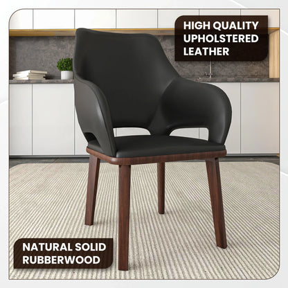 Vivara Dining Chair Upholstered in Leather with Rubberwood Base - Elax Furniture