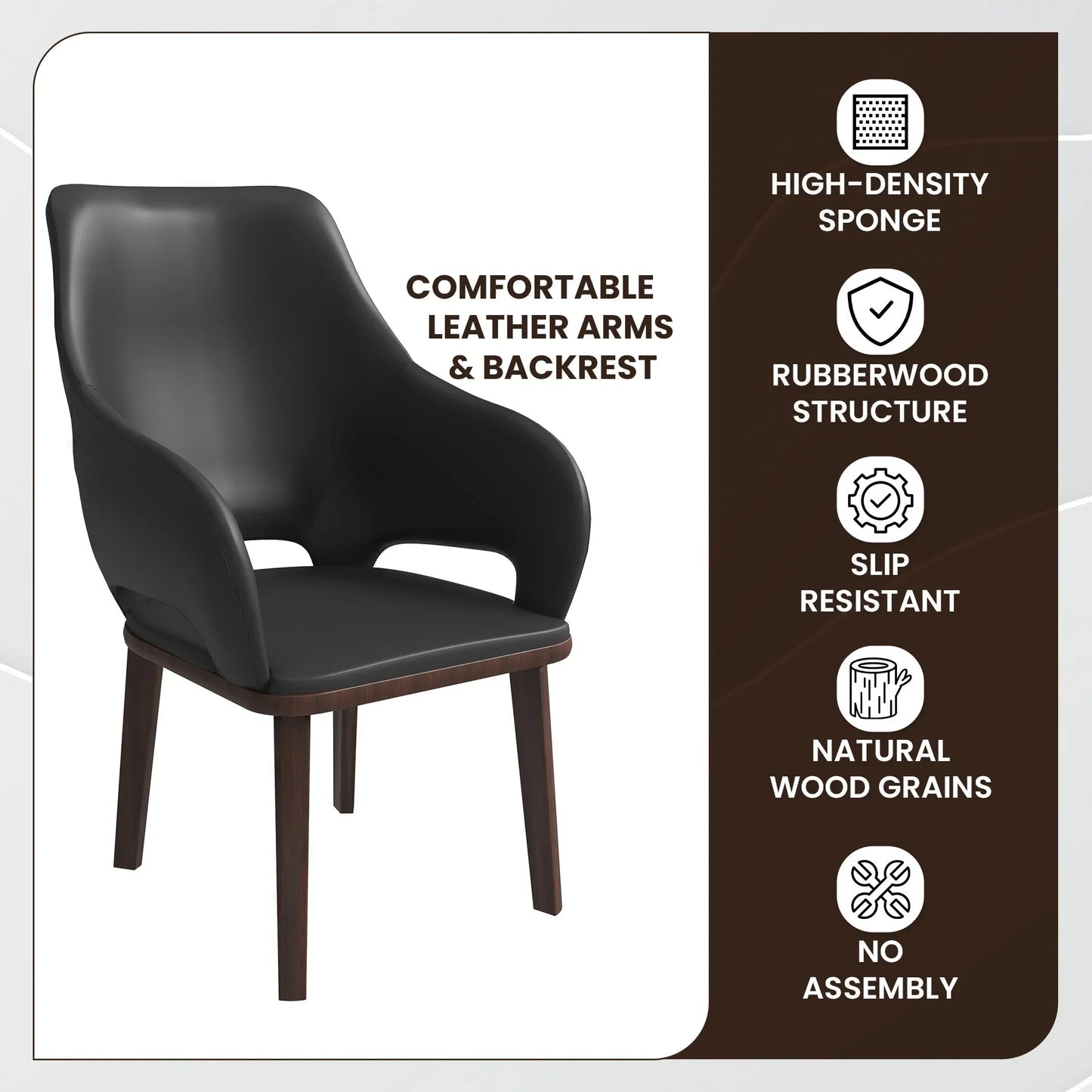 Vivara Dining Chair Upholstered in Leather with Rubberwood Base - Elax Furniture