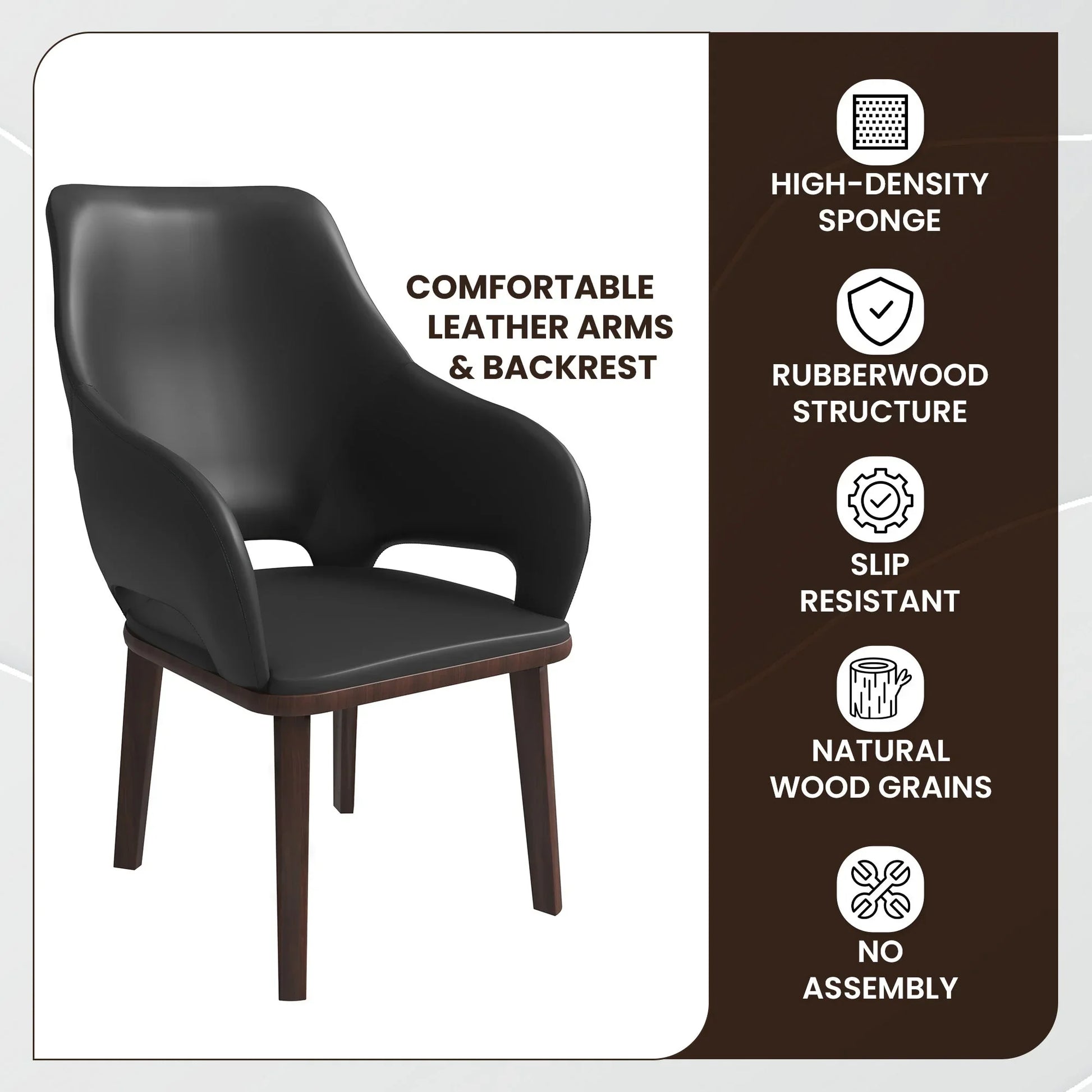 Vivara Dining Chair Upholstered in Leather with Rubberwood Base - Elax Furniture
