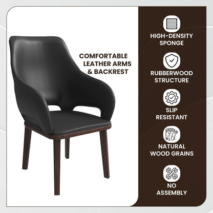 Vivara Dining Chair Upholstered in Leather with Rubberwood Base - Elax Furniture