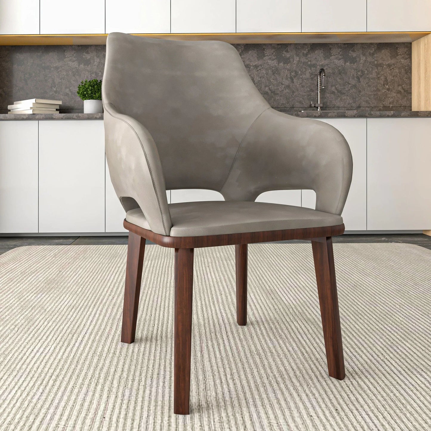 Vivara Dining Chair Upholstered in Leather with Rubberwood Base - Elax Furniture