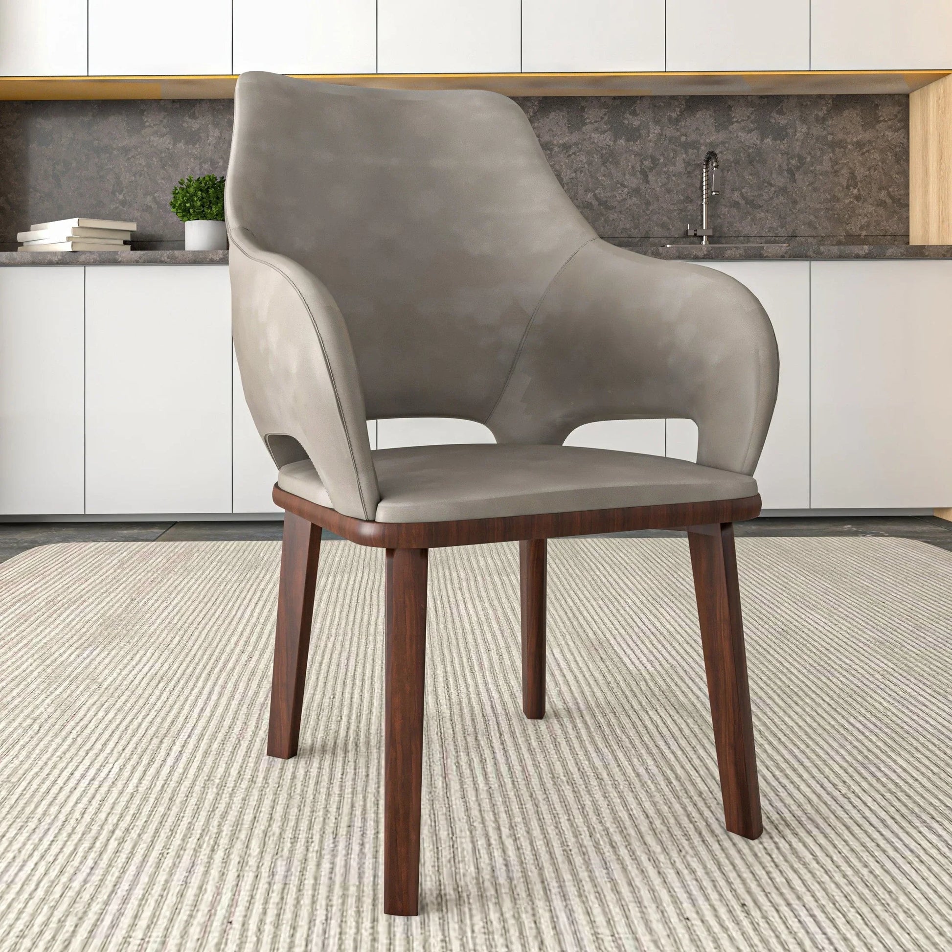 Vivara Dining Chair Upholstered in Leather with Rubberwood Base - Elax Furniture